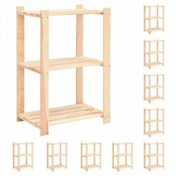 Coupon 🔥 3-Tier Storage Racks 10 pcs 60x38x90 cm Solid Pinewood 150 kg 🔔
